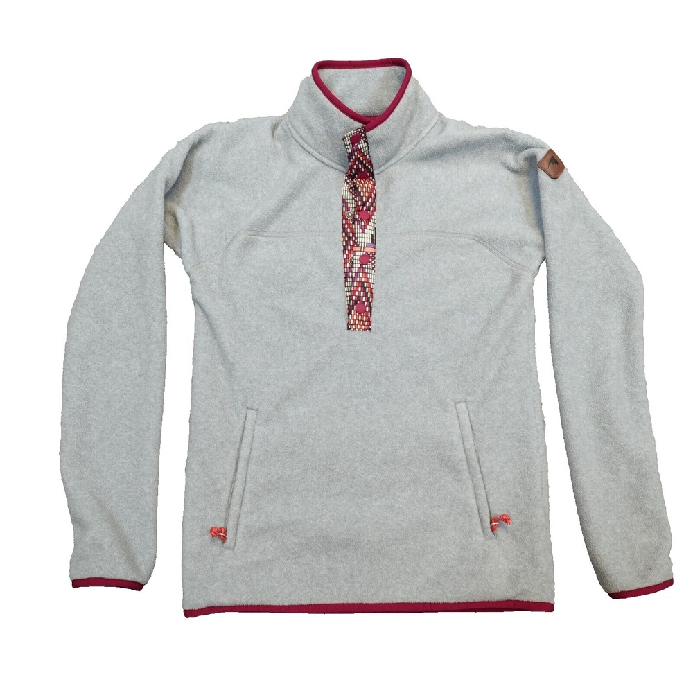 Burton Durable Goods Sweater Women's XS‎ Gray Fleece Snaps Pullover Snowboarding